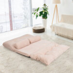Adjustable Foldable Sleeper Sofa with Pillows and Metal Frame