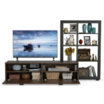 Space-Saving TV Stand and Bookshelf Combo for TVs up to 50