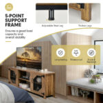 Rustic Brown TV Stand with Mesh Doors and Adjustable Shelves