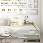 Gray 2-Tier Rolling End Table with Tray and Drawer 10 Gray 2-Tier Rolling End Table with Tray and Drawer