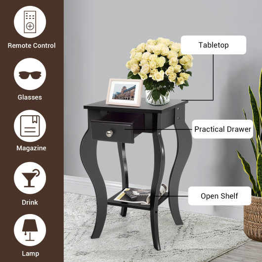 Compact End Table with Drawer and Shelf for Living Room 5 Compact End Table with Drawer and Shelf for Living Room - Image 5