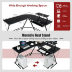 Space-Saving L Shaped Computer Desk with Monitor Stand Black 13 Space-Saving L Shaped Computer Desk with Monitor Stand Black