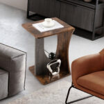 Rustic 2 Tier Compact C Shaped End Table Brown 8 Rustic 2 Tier Compact C Shaped End Table Brown