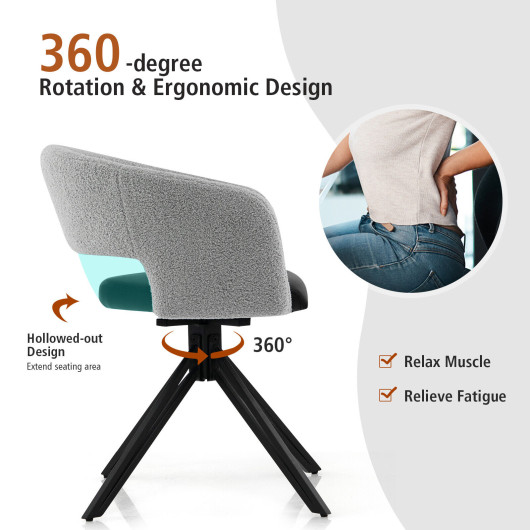 Swivel Sherpa Accent Chair with Steel Legs and Hollow Back 7 Swivel Sherpa Accent Chair with Steel Legs and Hollow Back - Image 7