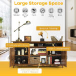 Industrial TV Stand with Storage Shelves and Cabinets Brown 13 Industrial TV Stand with Storage Shelves and Cabinets Brown