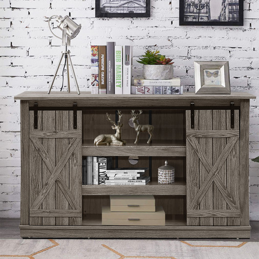 Rustic Sliding Barn Door TV Stand with Adjustable Storage Shelves 2 Rustic Sliding Barn Door TV Stand with Adjustable Storage Shelves - Image 2