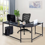L Shaped Corner Desk with Spacious Workspace and CPU Stand