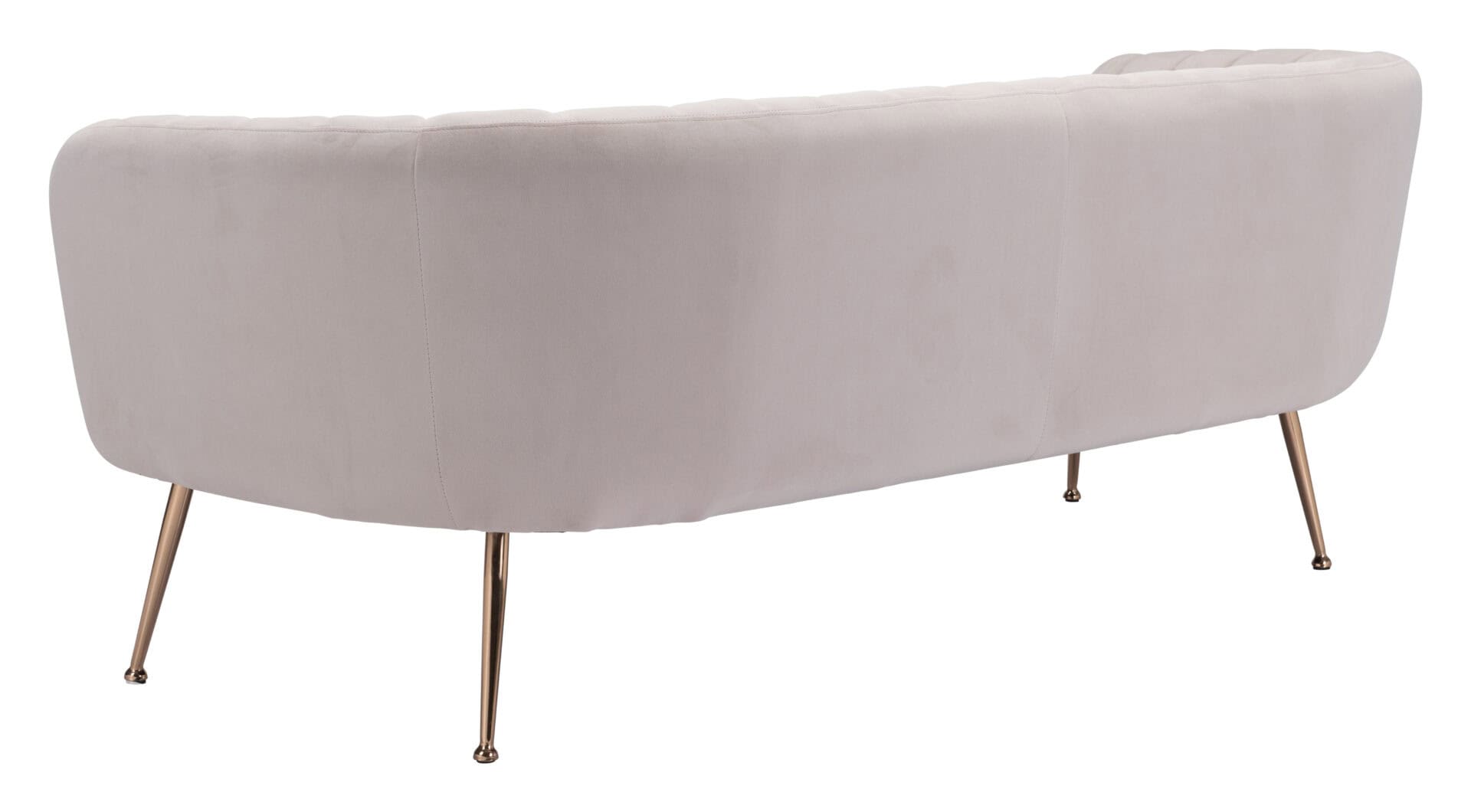 Art Deco-Inspired Velvet Sofa with Gold Legs in Beige 7 Art Deco-Inspired Velvet Sofa with Gold Legs in Beige - Image 7