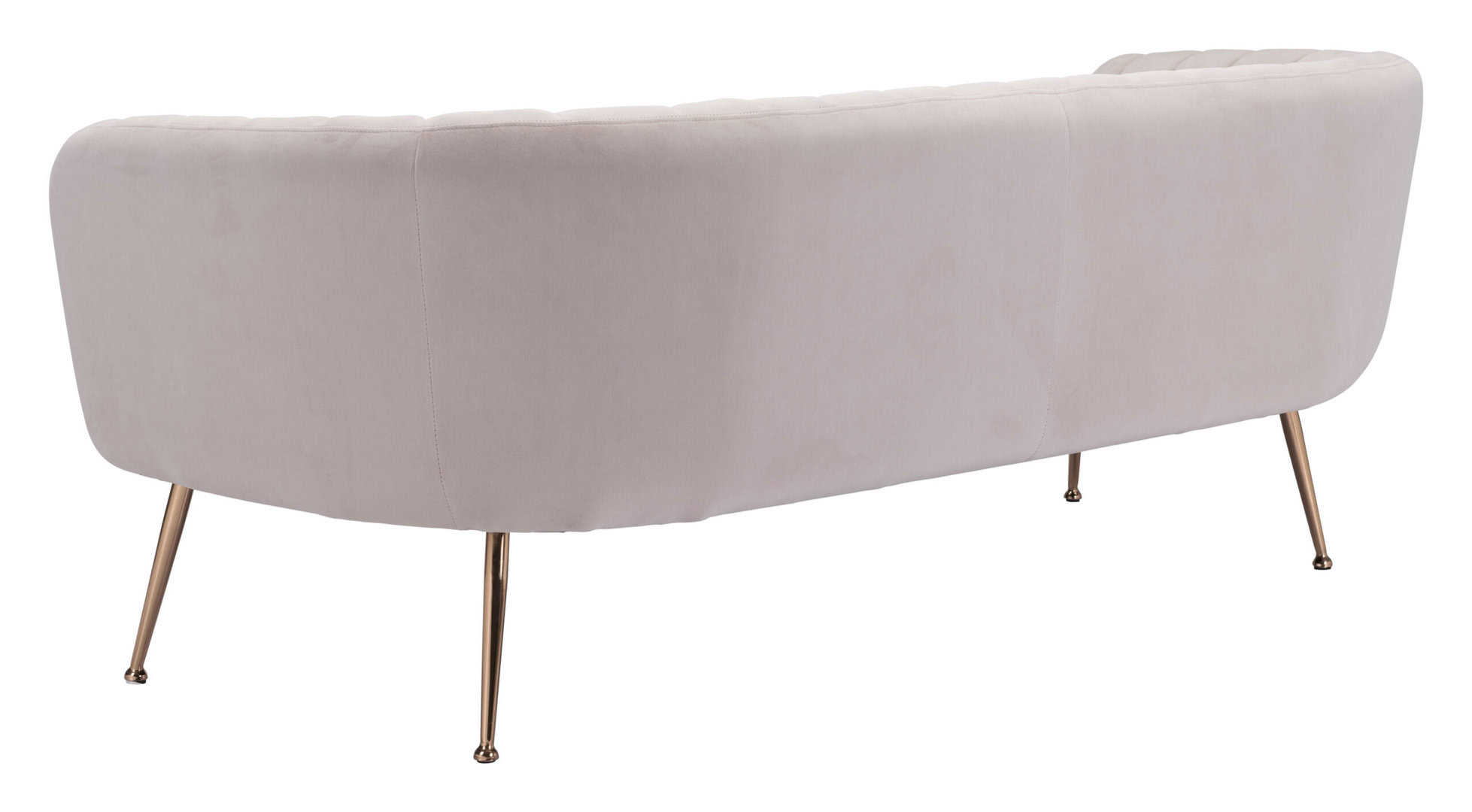 Art Deco-Inspired Velvet Sofa with Gold Legs in Beige 16 Art Deco-Inspired Velvet Sofa with Gold Legs in Beige