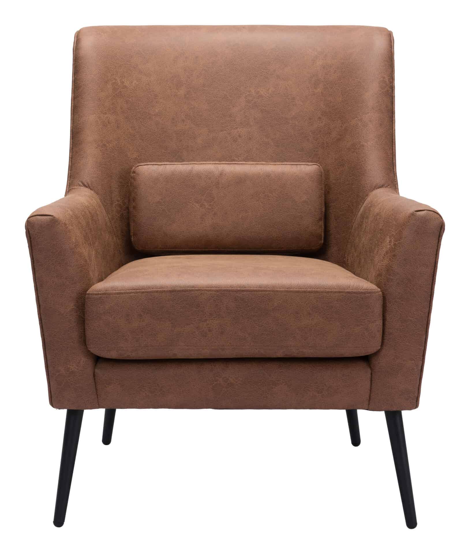 Vintage Brown Faux Leather Accent Chair with Steel Legs 4 Vintage Brown Faux Leather Accent Chair with Steel Legs - Image 4