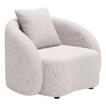 Beige Outdoor Accent Chair With Durable Aluminum Frame