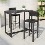 Modern Black Aluminum Barstool for Outdoor Spaces (Set of 2)
