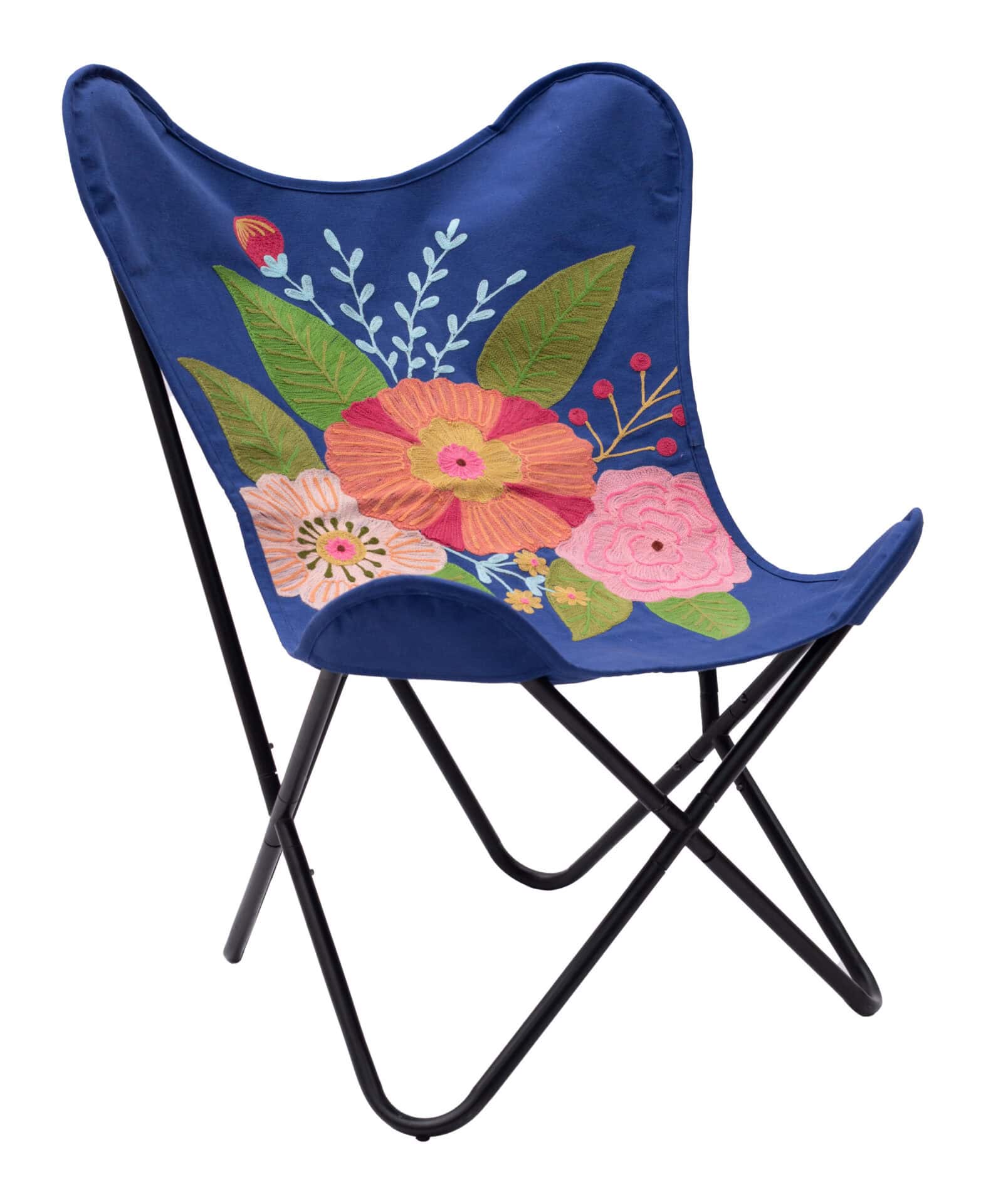 Multicolor Boho Accent Chair with Steel Frame and Cotton Seat 6 Multicolor Boho Accent Chair with Steel Frame and Cotton Seat - Image 6