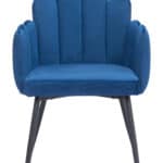 Navy Blue Velvet Dining Chairs with Armrests, Steel Frame (Set of 2) 14 Navy Blue Velvet Dining Chairs with Armrests, Steel Frame (Set of 2)