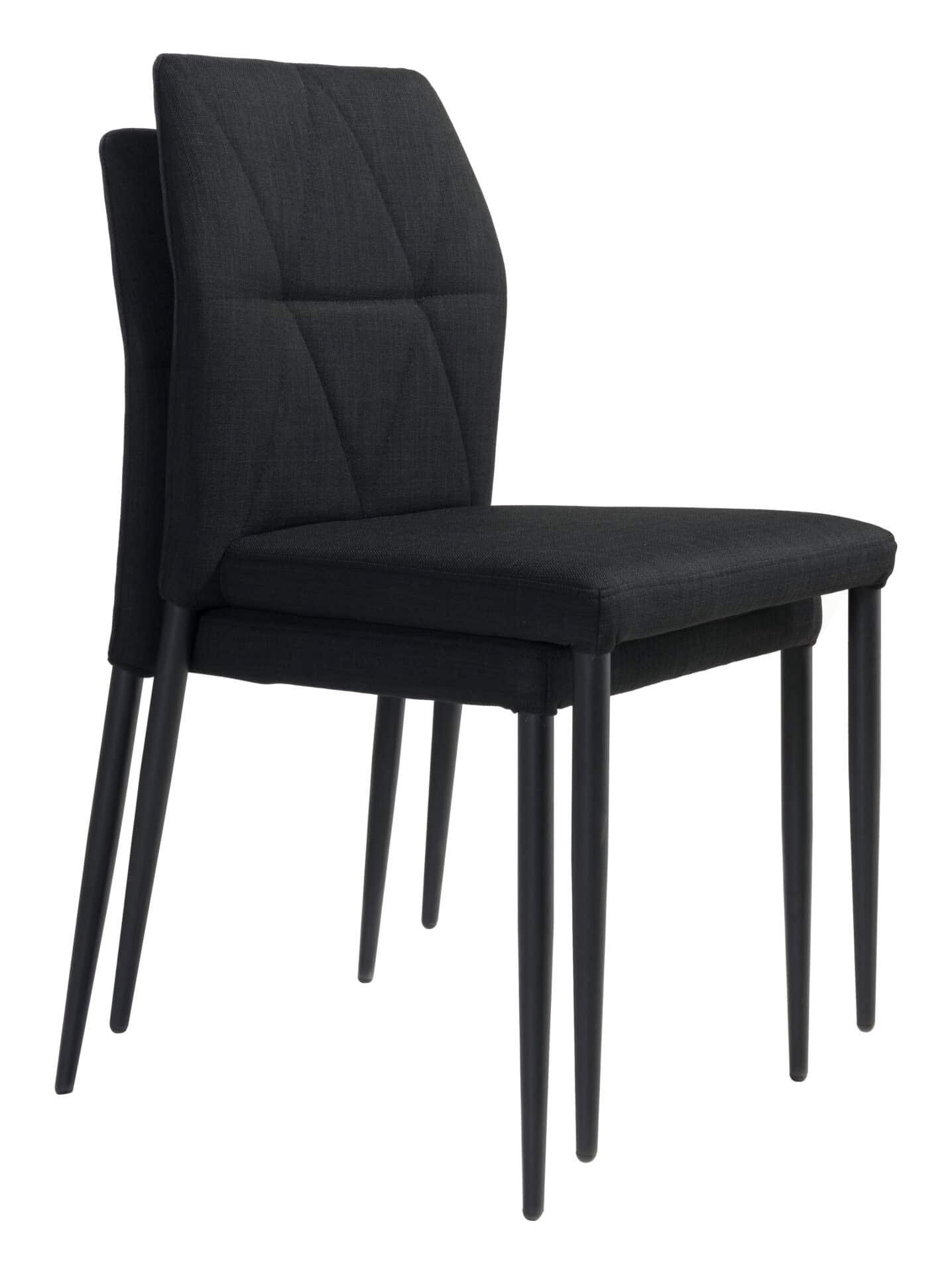 Black Modern Dining Chair with Geometric Stitching and Steel Legs (Set of 4) 6 Black Modern Dining Chair with Geometric Stitching and Steel Legs (Set of 4) - Image 6