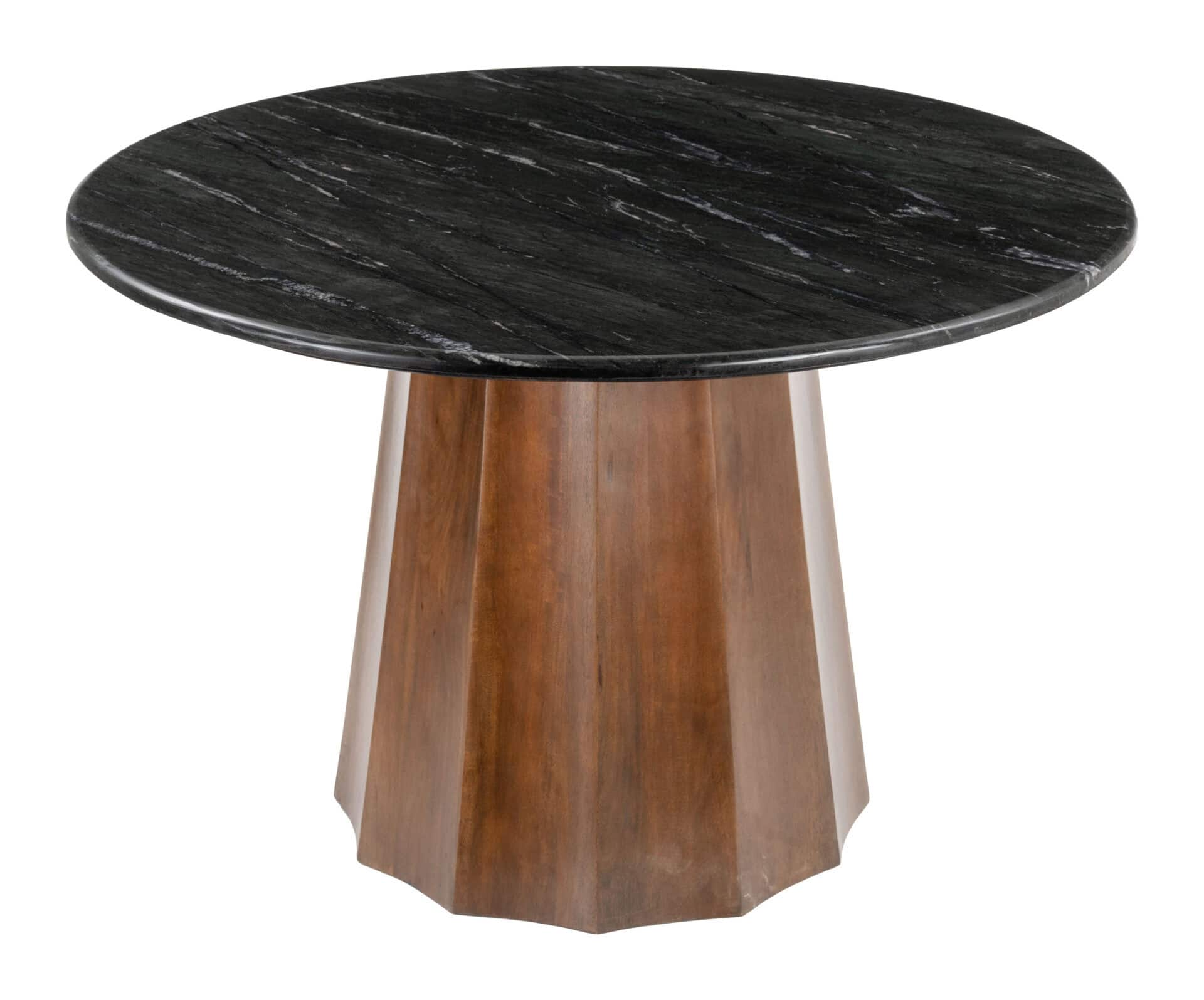 Round Marble and Acacia Dining Table with Storage 3 Round Marble and Acacia Dining Table with Storage - Image 3