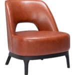 Brown Vinyl Accent Chair with Solid Wood Base and Rubber Feet 10 Brown Vinyl Accent Chair with Solid Wood Base and Rubber Feet