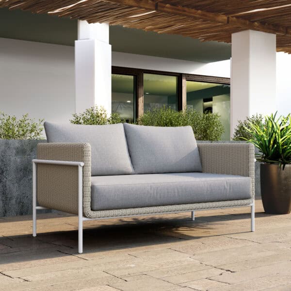 Gray Outdoor Loveseat with Weather Resistant Frame and Cushions