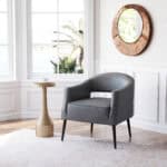 Vintage Gray Faux Leather Accent Chair with Steel Legs 10 Vintage Gray Faux Leather Accent Chair with Steel Legs