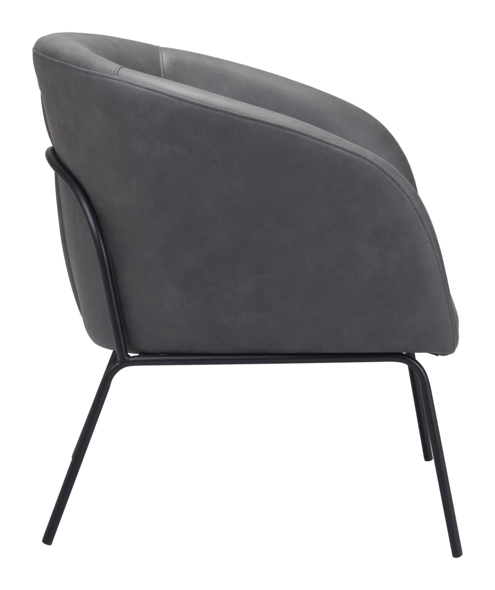 Boho Chic Faux Leather Accent Chair with Steel Legs Vintage Gray 4 Boho Chic Faux Leather Accent Chair with Steel Legs Vintage Gray - Image 4