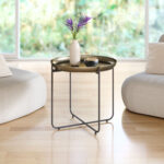 Round Bronze Side Table with Powder Coated Steel Frame 8 Round Bronze Side Table with Powder Coated Steel Frame