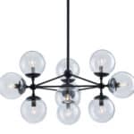 Mid-Century Black Metal Ceiling Lamp with Clear Glass Globes 11 Mid-Century Black Metal Ceiling Lamp with Clear Glass Globes