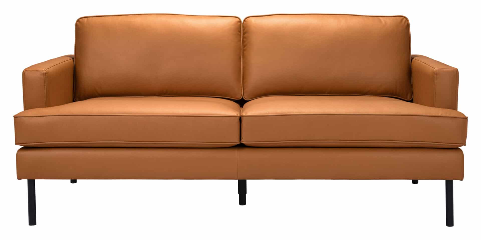 Modern Brown Faux Leather Sofa with Powder Coated Steel Legs 5 Modern Brown Faux Leather Sofa with Powder Coated Steel Legs - Image 5