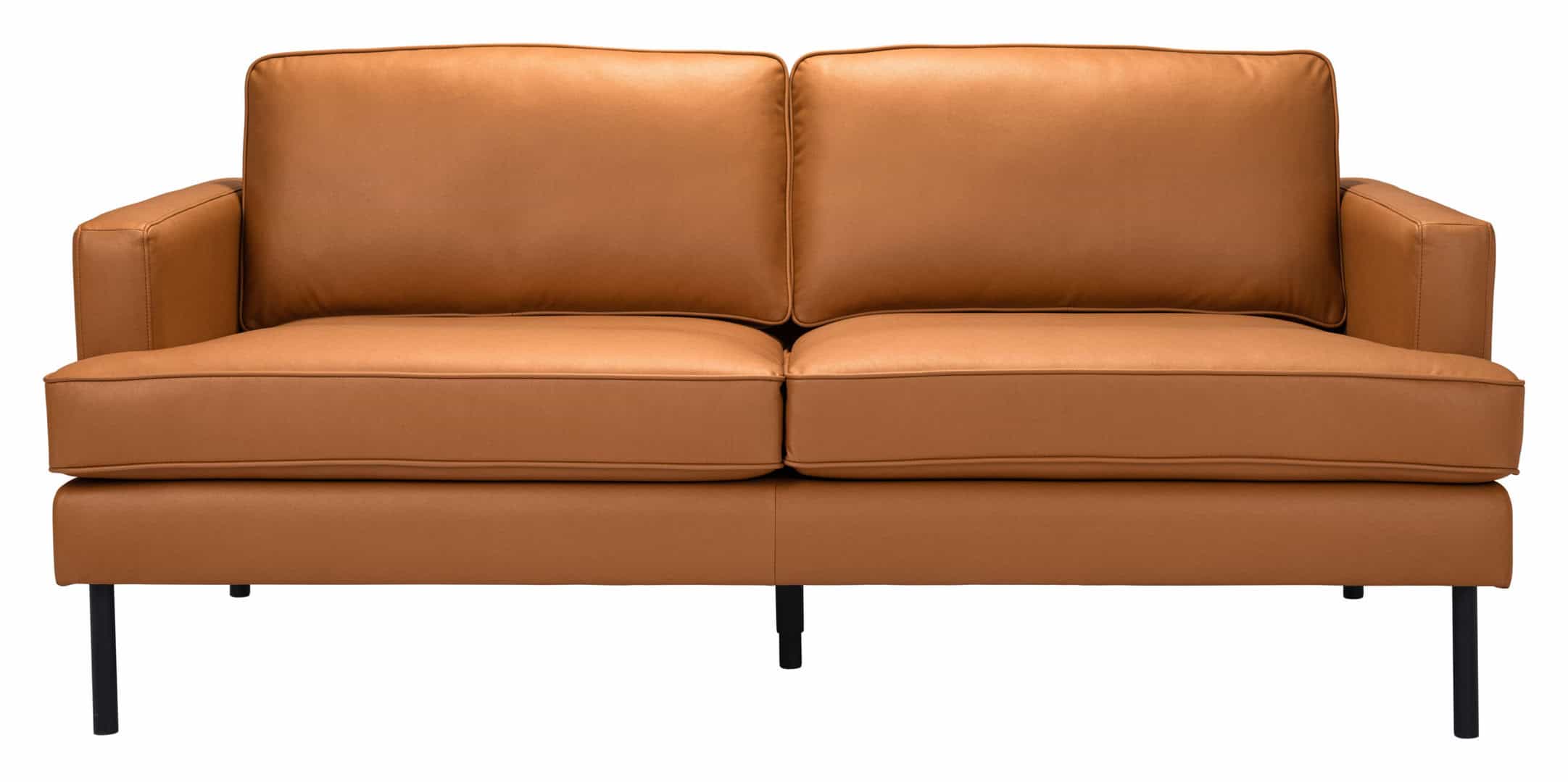 Modern Brown Faux Leather Sofa with Powder Coated Steel Legs 13 Modern Brown Faux Leather Sofa with Powder Coated Steel Legs
