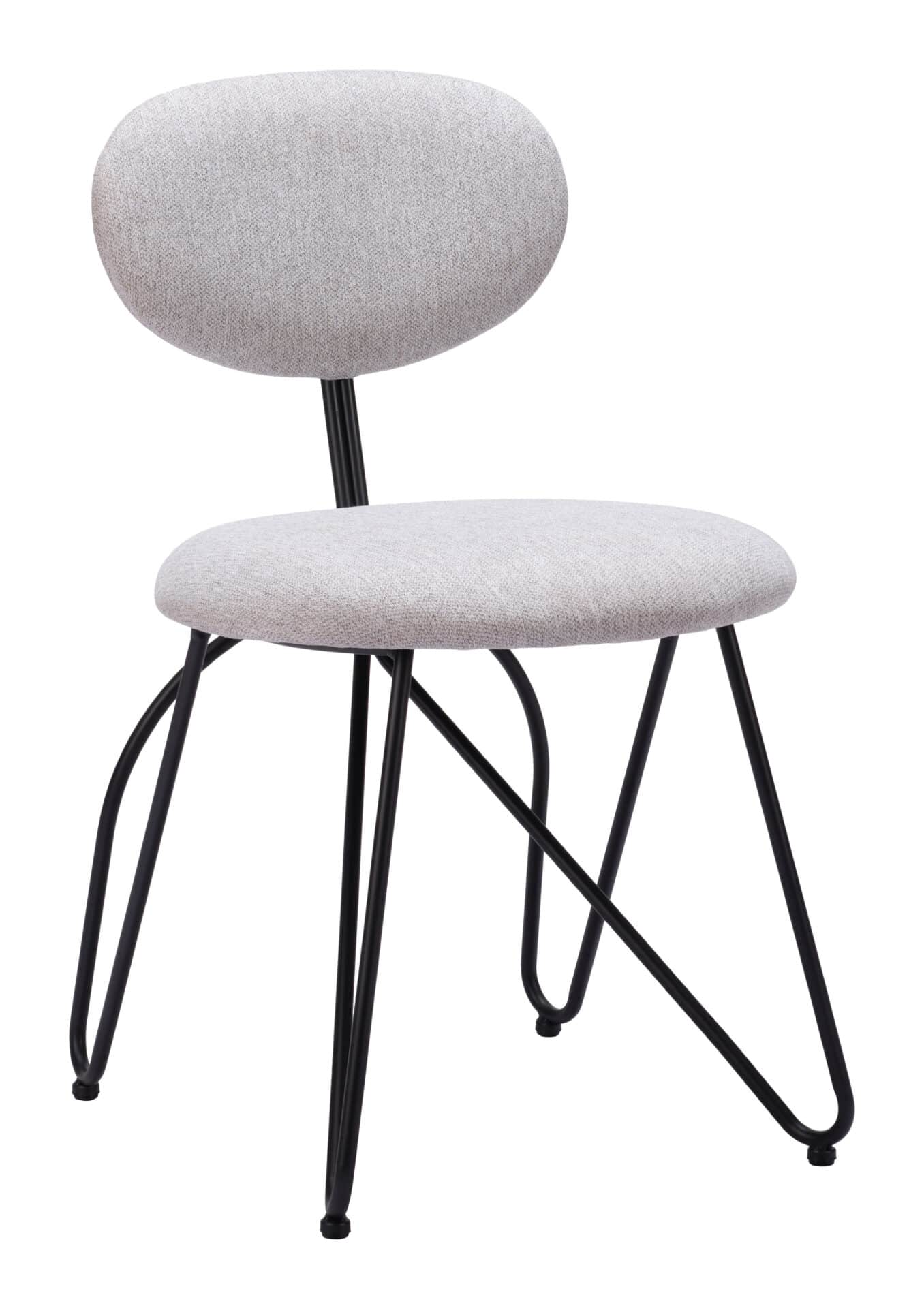 Modern Gray Dining Chair with Steel Frame and Teddy Fabric (Set of 2) 1 Modern Gray Dining Chair with Steel Frame and Teddy Fabric (Set of 2)