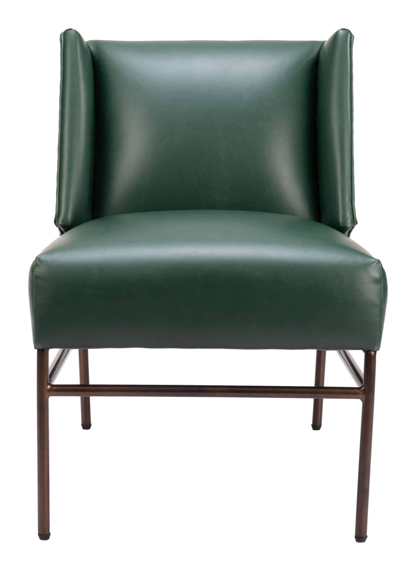 Modern Green Vinyl Accent Chair with Steel Base 4 Modern Green Vinyl Accent Chair with Steel Base - Image 4