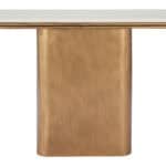 White & Brass Console Table with Faux Terrazzo Top