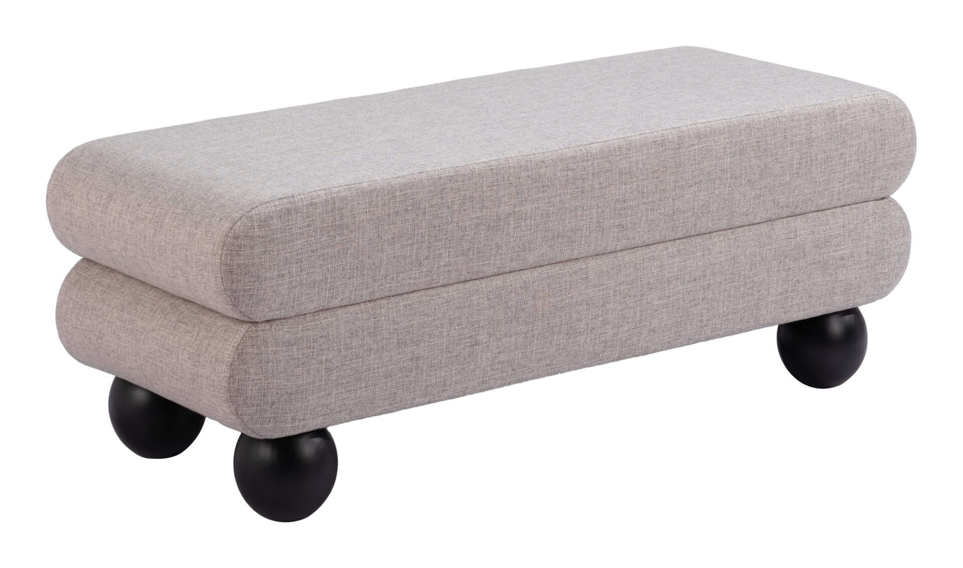 Gray Modern Bench with Glam Deco Design and Teddy Fabric 2 Gray Modern Bench with Glam Deco Design and Teddy Fabric - Image 2