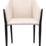 Beige Dining Chair with Steel Frame and Armrest Support (Set of 2)