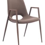 Mid-Century Modern Faux Leather Dining Chair Walnut Steel Legs (Set of 2)