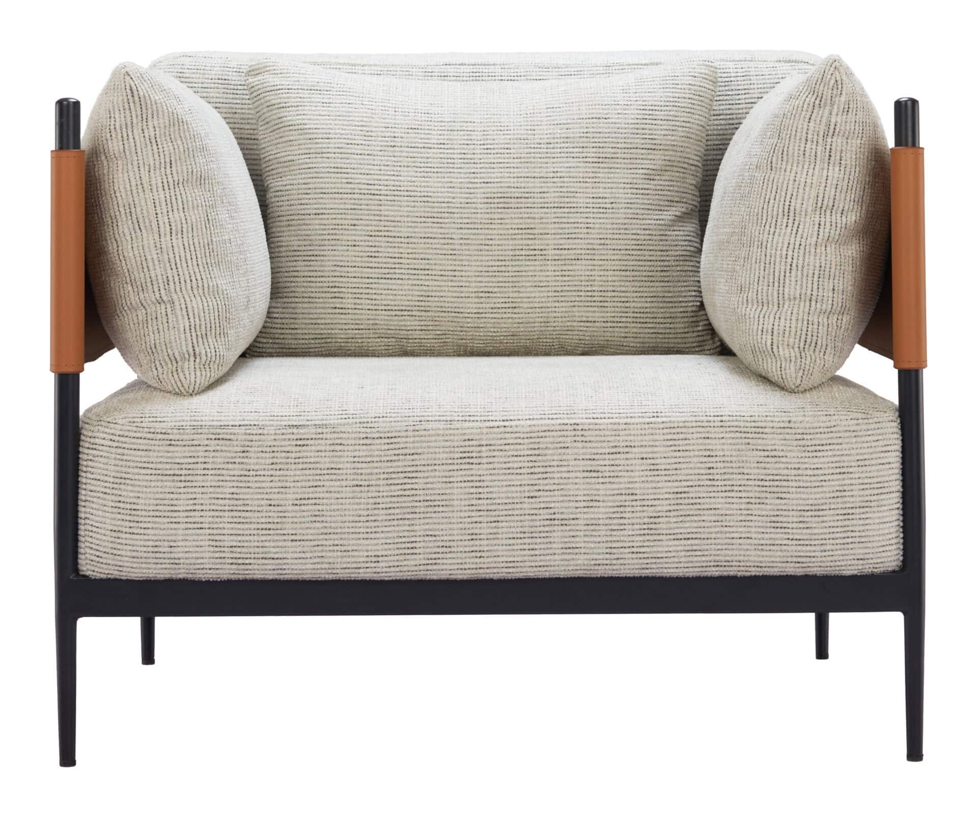 Industrial Gray Armchair with Steel Frame and Fabric Cushions 5 Industrial Gray Armchair with Steel Frame and Fabric Cushions - Image 5