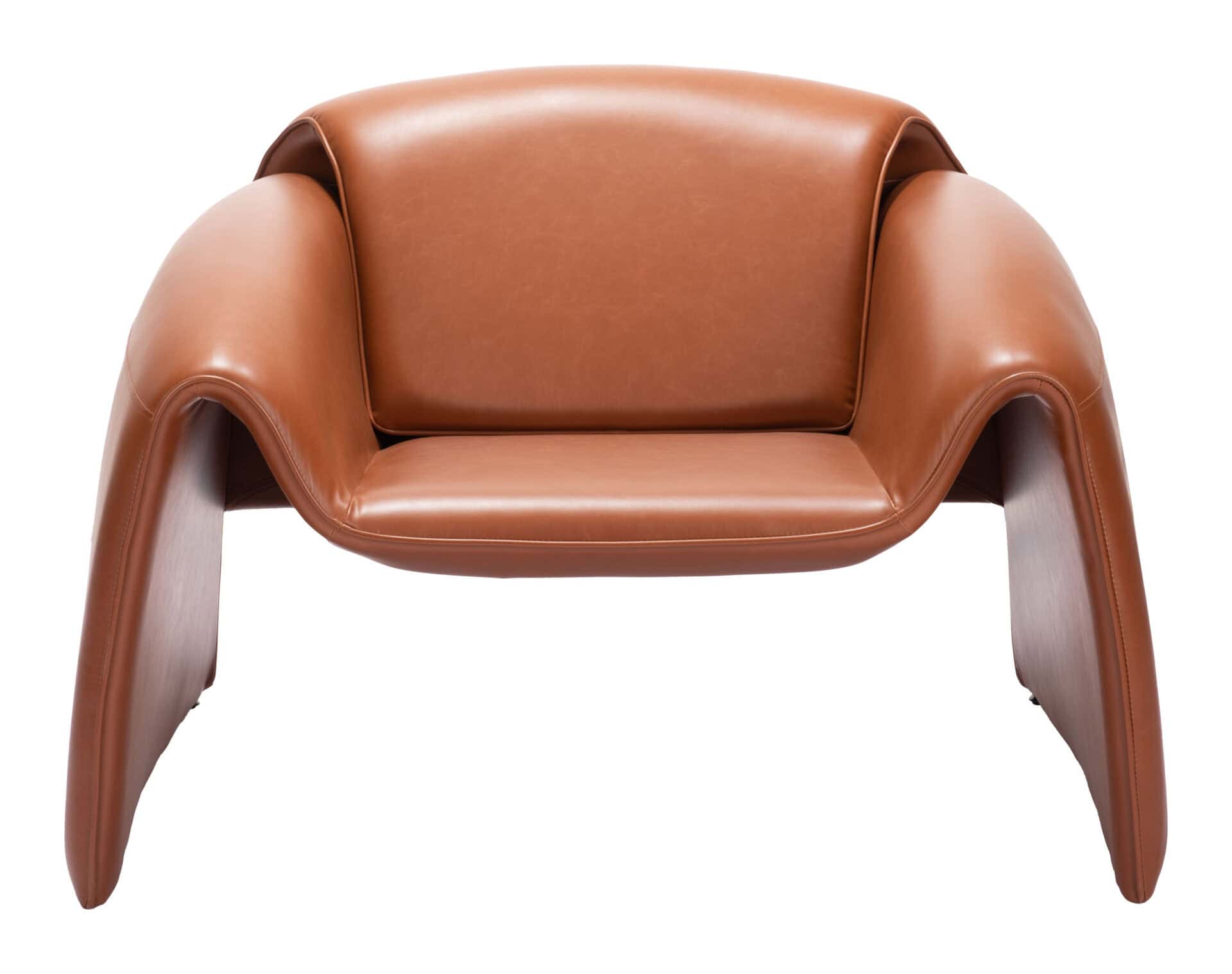 Modern Brown Faux Leather Chair with Steel Frame and Armrests 5 Modern Brown Faux Leather Chair with Steel Frame and Armrests - Image 5