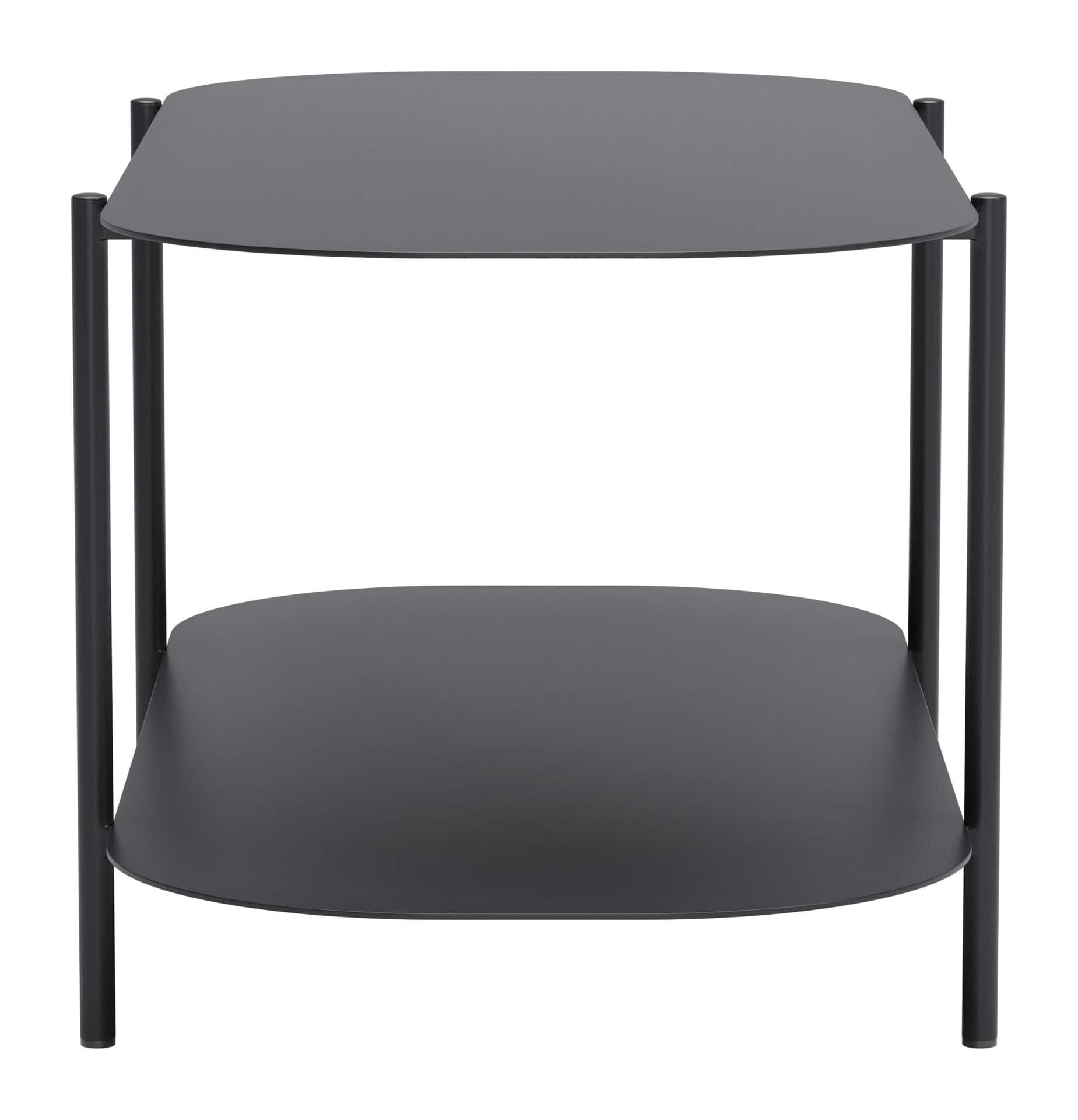 Modern Black Oval Coffee Table with Two-Tier Shelves 3 Modern Black Oval Coffee Table with Two-Tier Shelves - Image 3