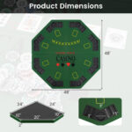 8-Player Foldable Poker Table Top with Cup Holders and Bag