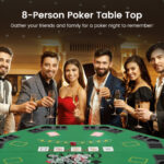 8-Player Foldable Poker Table Top with Cup Holders and Bag