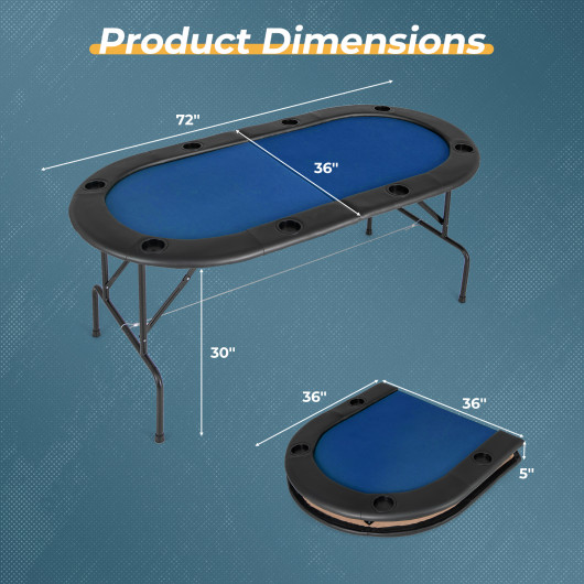8 Player Foldable Poker Table with Cup Holders and Armrests 11 8 Player Foldable Poker Table with Cup Holders and Armrests - Image 11