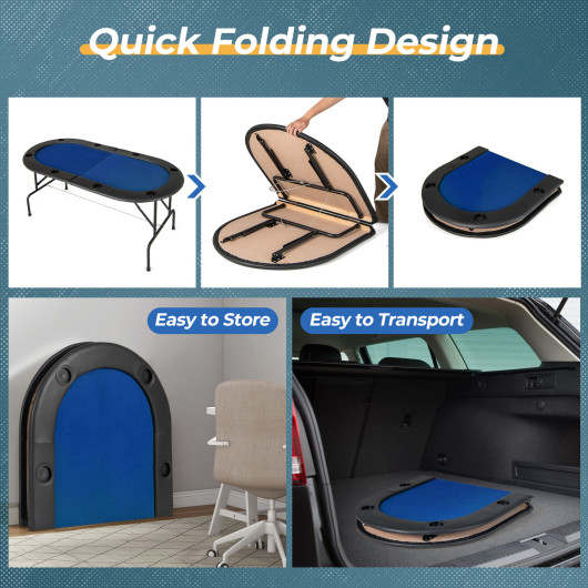 8 Player Foldable Poker Table with Cup Holders and Armrests 12 8 Player Foldable Poker Table with Cup Holders and Armrests - Image 12