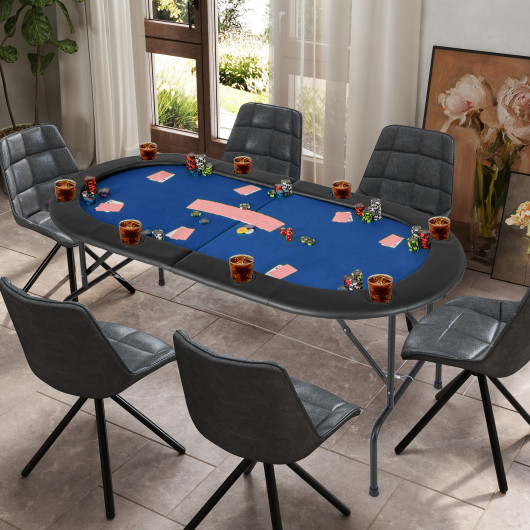 8 Player Foldable Poker Table with Cup Holders and Armrests 8 8 Player Foldable Poker Table with Cup Holders and Armrests - Image 8