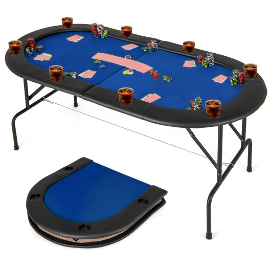 8 Player Foldable Poker Table with Cup Holders and Armrests 10 8 Player Foldable Poker Table with Cup Holders and Armrests - Image 10