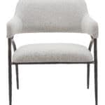 Gray Boucle Accent Chair with Forged Steel Frame