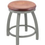 18-Inch Backless Vanity Stool with Steel Frame, Anodized Nickel Finish, Medium Maple Seat, and Arched-Leg Base