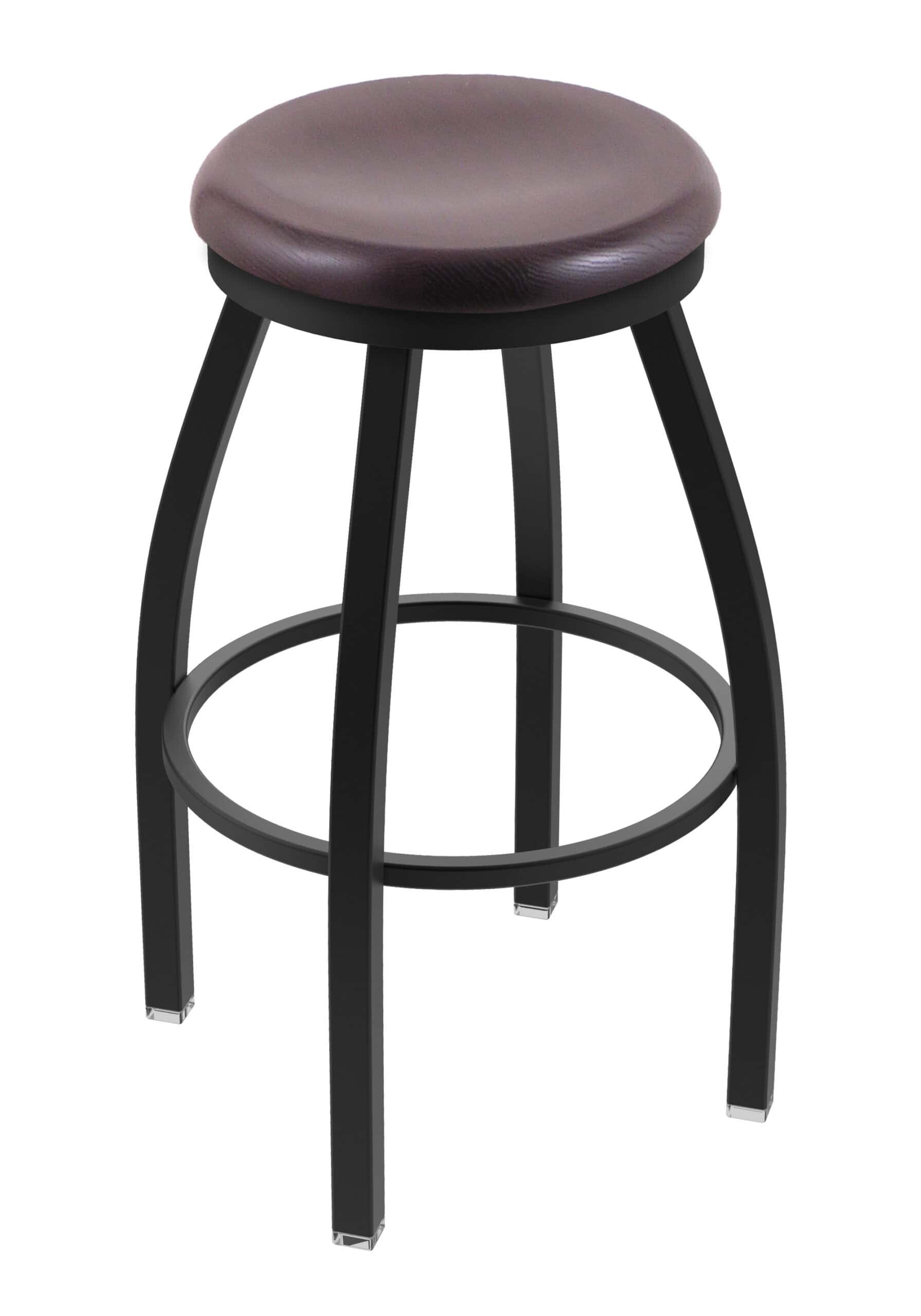 25-Inch Backless Counter Stool with Steel Frame, Black Wrinkle Finish, Dark Cherry Oak Seat, and Arched-Leg Base 4 25-Inch Backless Counter Stool with Steel Frame, Black Wrinkle Finish, Dark Cherry Oak Seat, and Arched-Leg Base