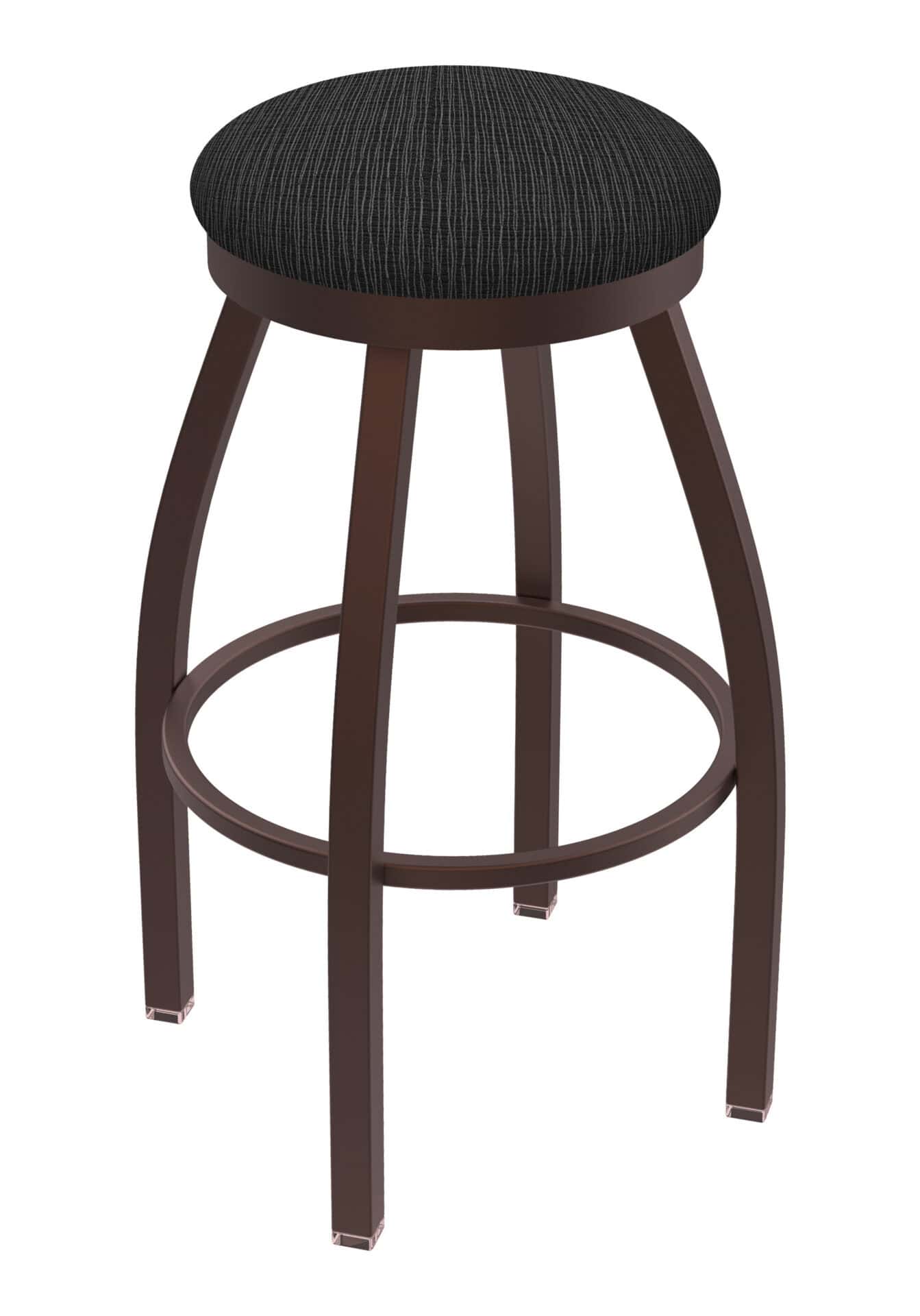 25-Inch Backless Counter Stool with Steel Frame, Bronze Finish, Graph Coal Seat, and Arched-Leg Base 1 25-Inch Backless Counter Stool with Steel Frame, Bronze Finish, Graph Coal Seat, and Arched-Leg Base