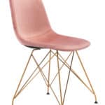 Pink Velvet Dining Chair with Metal Base (Set of 4) 12 Pink Velvet Dining Chair with Metal Base (Set of 4)