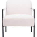 Ivory Shearling Style Accent Chair with Powder Coated Steel Frame
