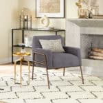 Gray Shearling Style Accent Chair with Powder Coated Steel Frame 9 Gray Shearling Style Accent Chair with Powder Coated Steel Frame